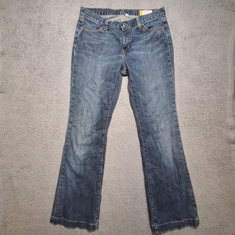 Gap Long and Lean Jeans Women 12 (actual 34x31.5) Blue Stretch Bootcut